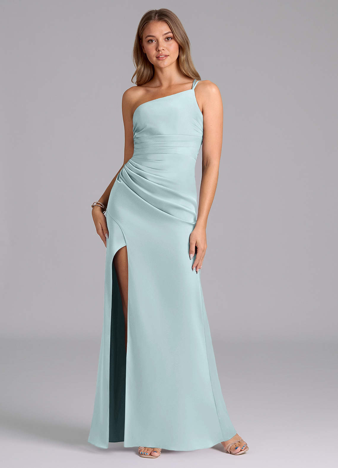 elyessen Eren Black Mermaid One Shoulder Stretch Satin Dress 2