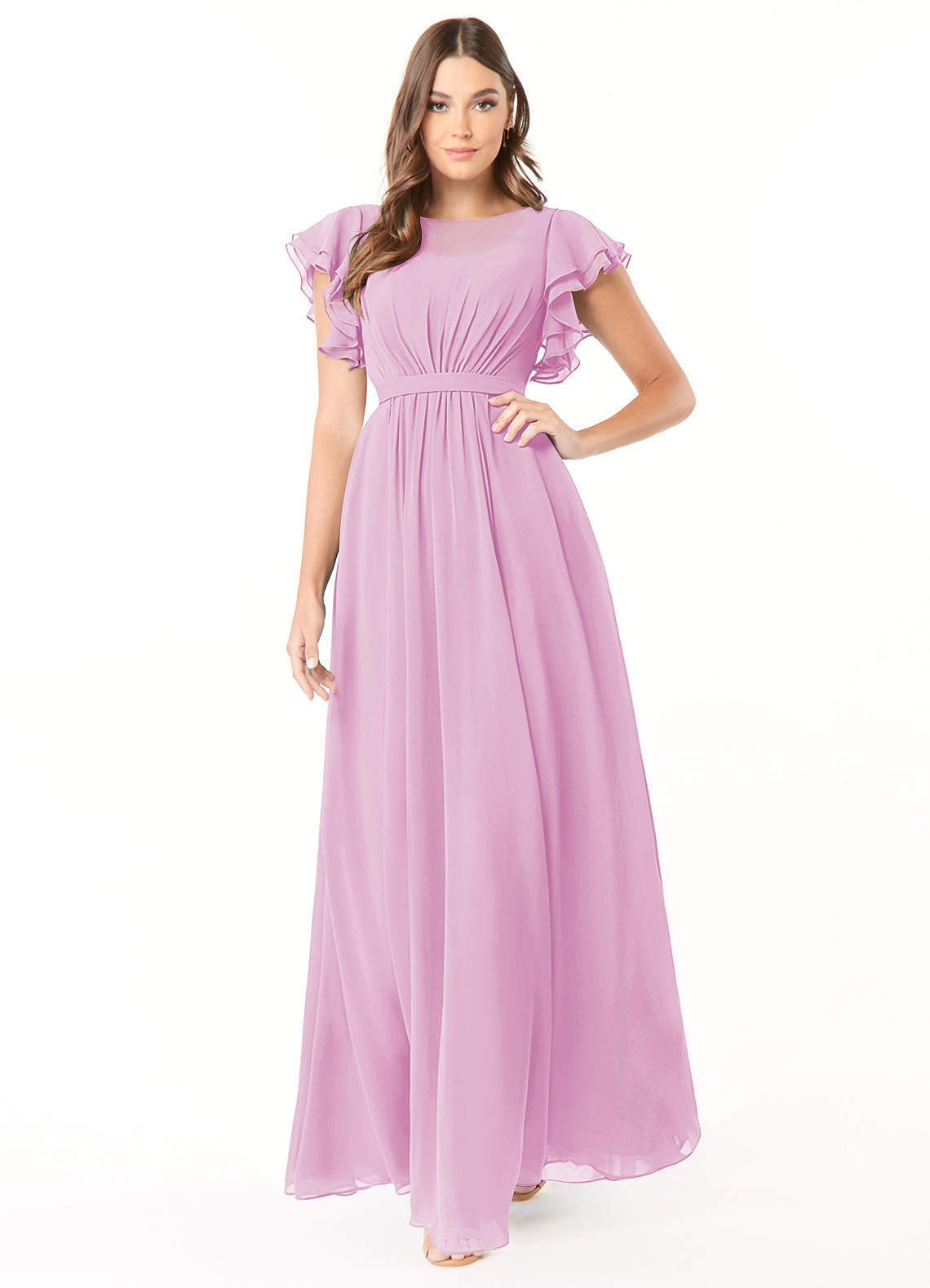 elyessen Daphne A-Line Ruffled Chiffon Floor-Length Dress Eucalyptus 4