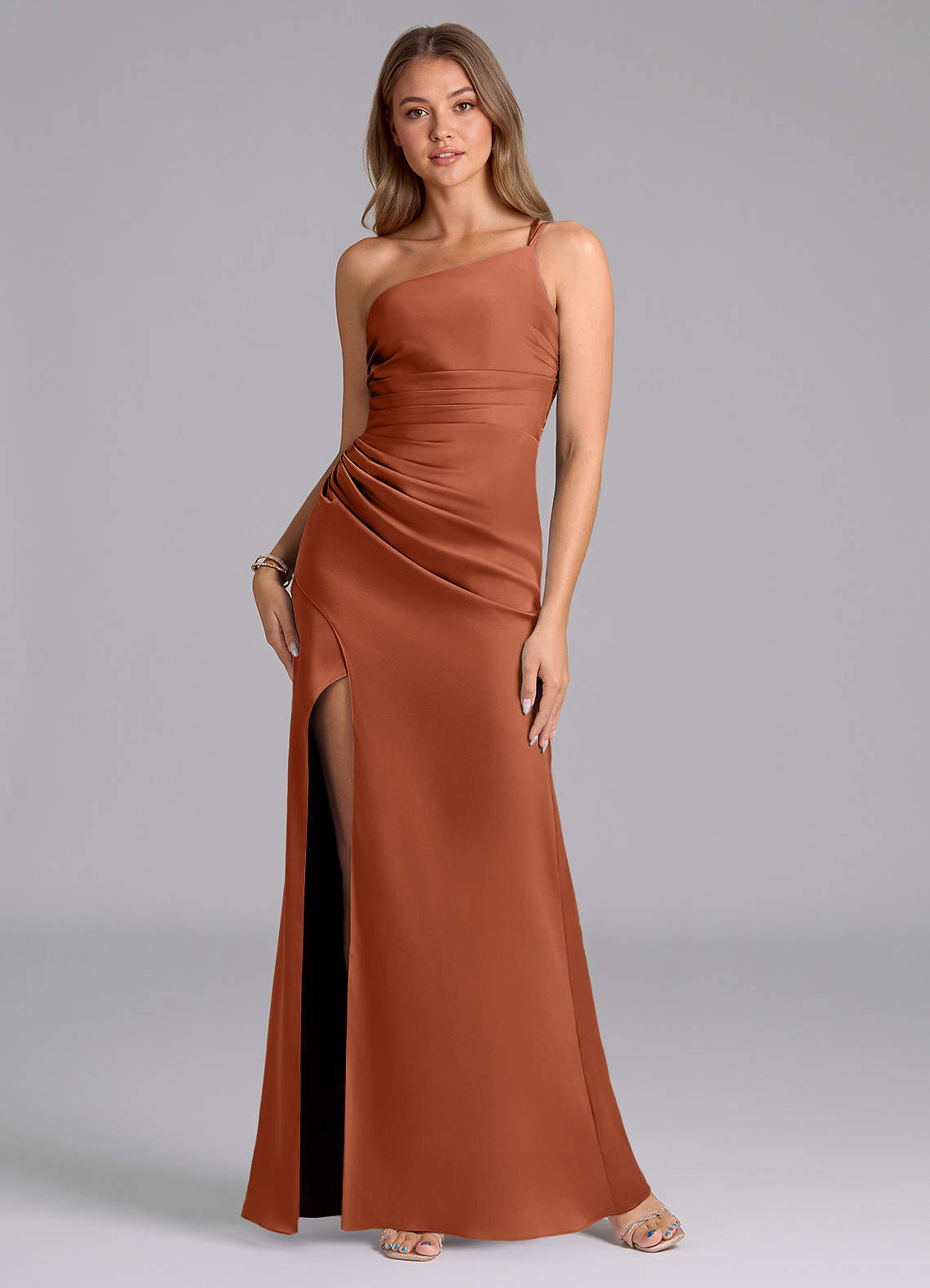 elyessen Eren Black Mermaid One Shoulder Stretch Satin Dress 8
