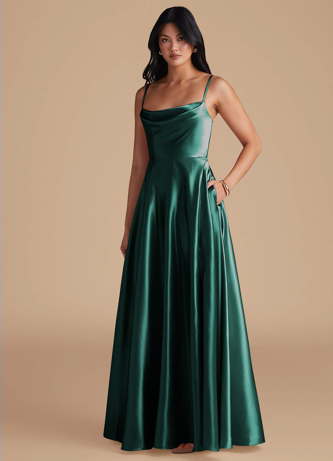 elyessen Elle Black A-Line with Pockets Metallic Satin Dress 1