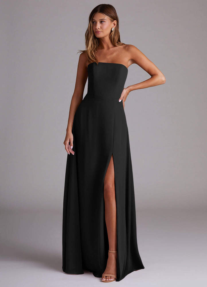 elyessen Wren Black A-Line Side Slit Chiffon Convertible Dress 8