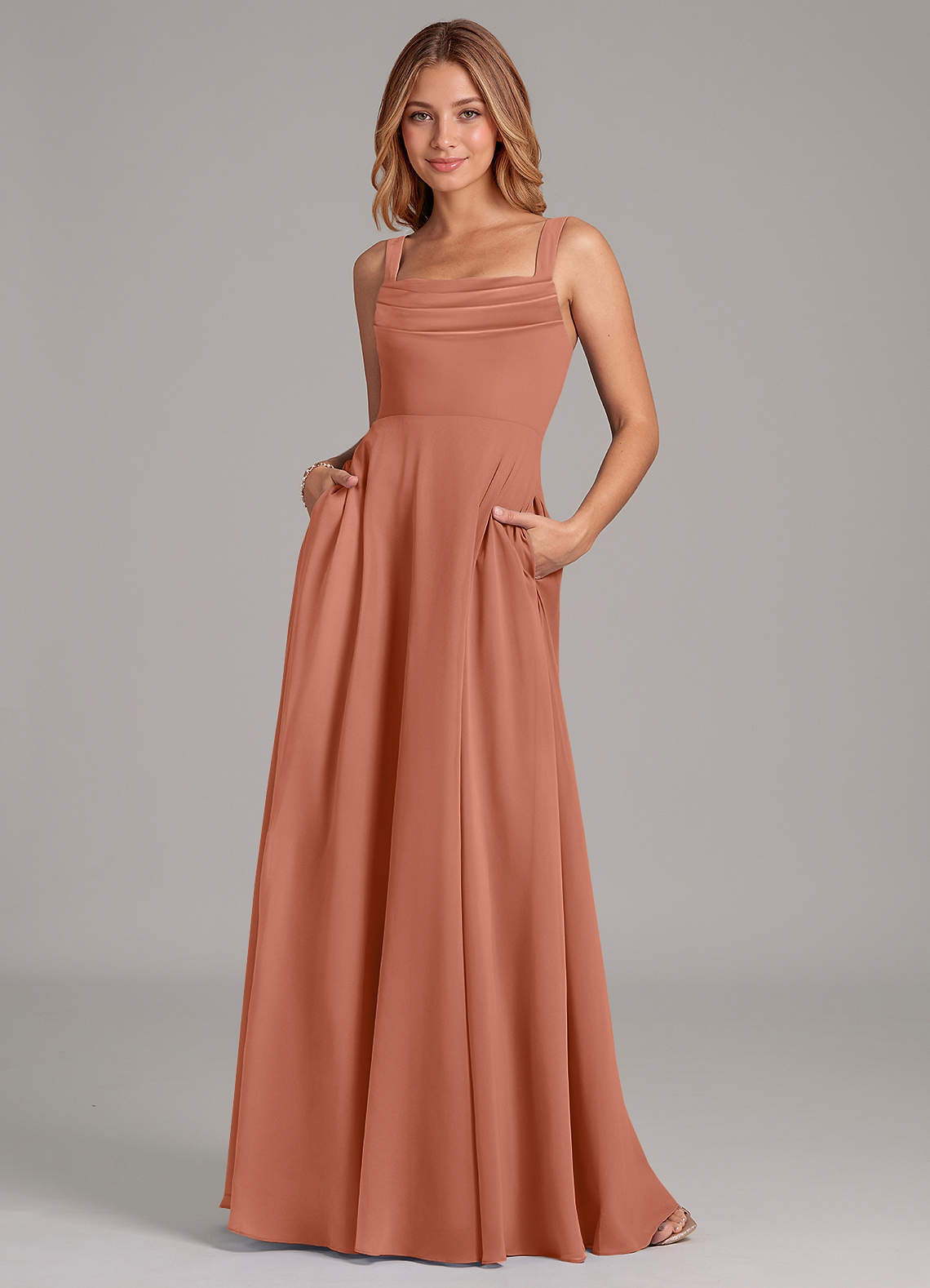 elyessen Shaude Sky Blue A-Line Pleated Chiffon Dress 8