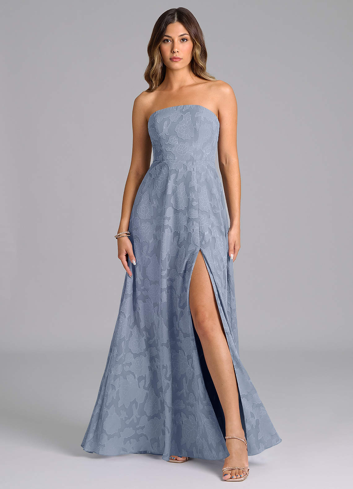 elyessen Wren Dusty Sage A-Line Strapless Floral Burnout Dress 2