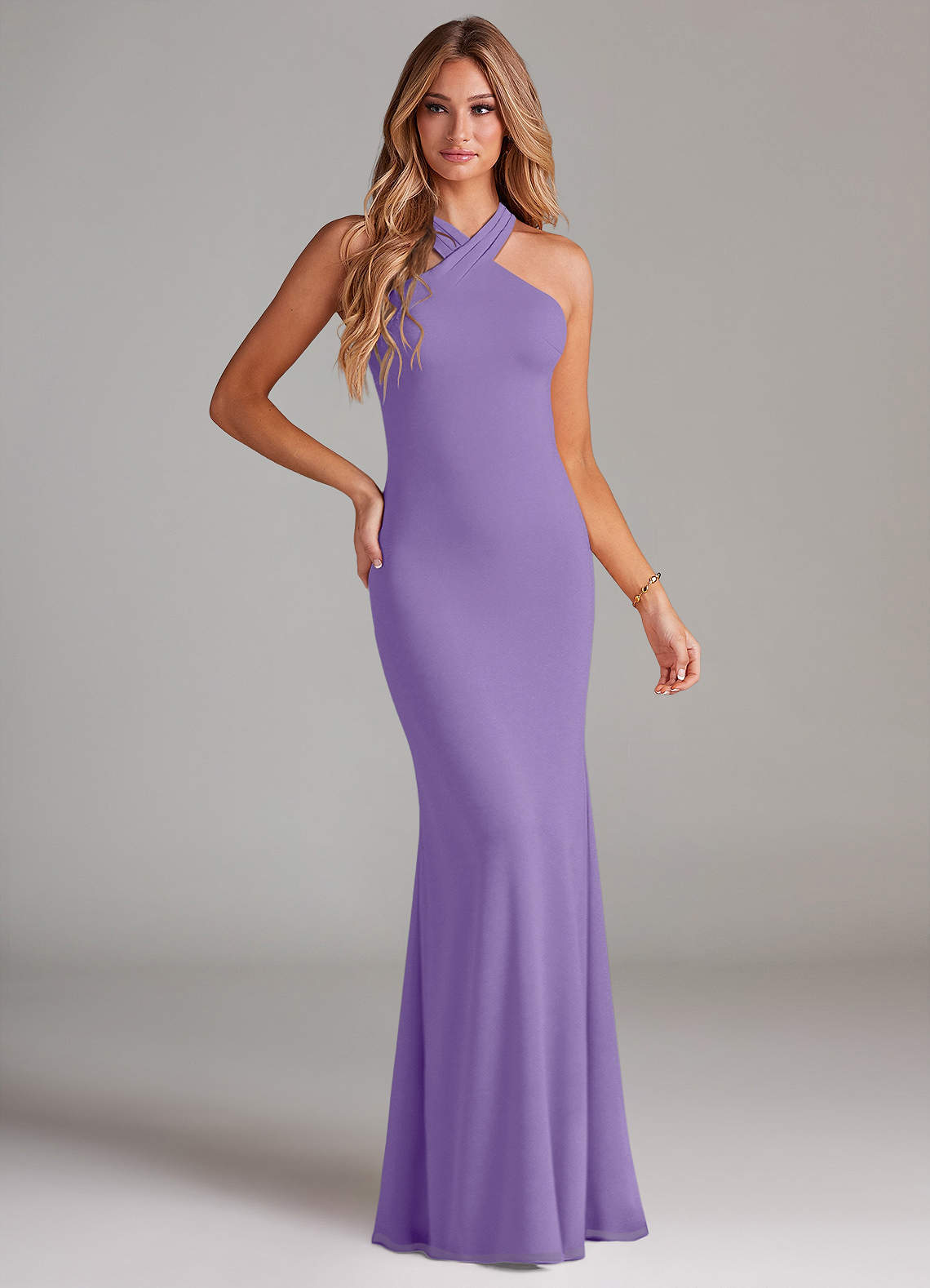 elyessen Doretta Sky Blue Mermaid Pleated Chiffon Dress 5