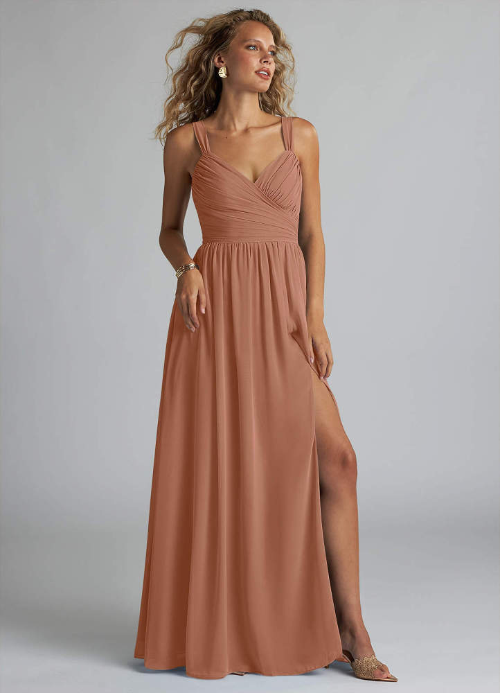 elyessen Aziza Sky Blue A-Line V-Neck Pleated Chiffon Dress 7
