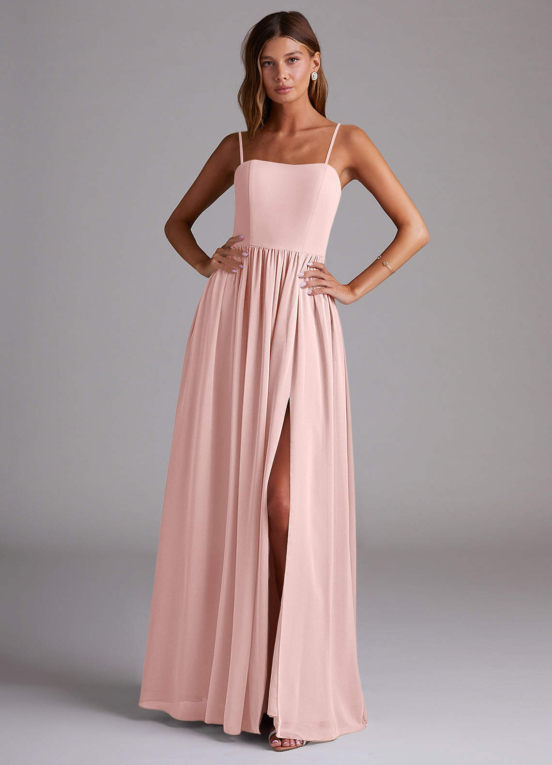 elyessen Calianna Dusty Blue A-Line Off the Shoulder Chiffon Convertible Dress 4