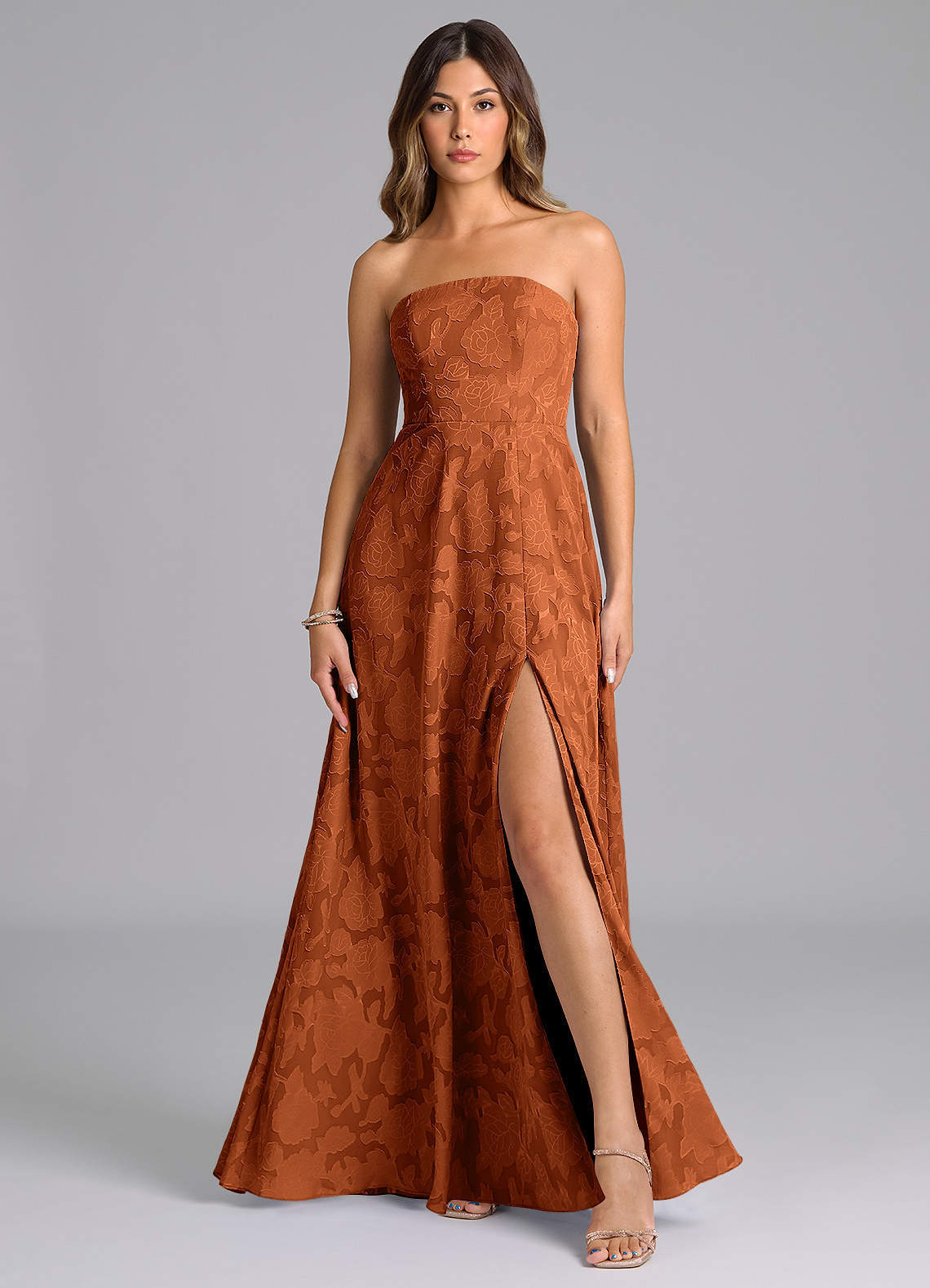elyessen Wren Dusty Sage A-Line Strapless Floral Burnout Dress 3