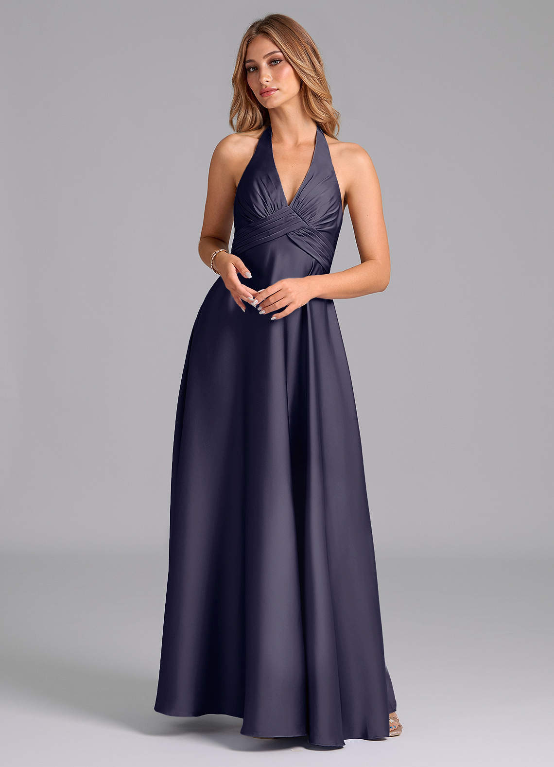 elyessen Tessie Terracotta A-Line Pleated Stretch Satin Dress 3