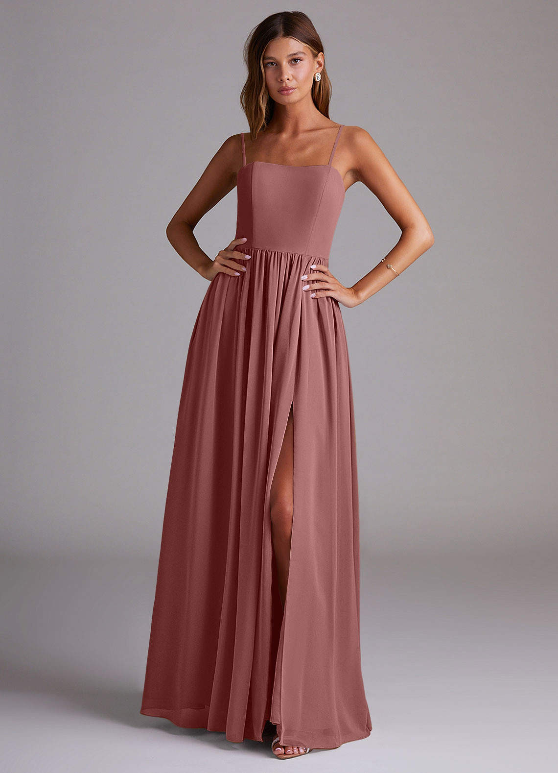 elyessen Calianna Dusty Blue A-Line Off the Shoulder Chiffon Convertible Dress 5