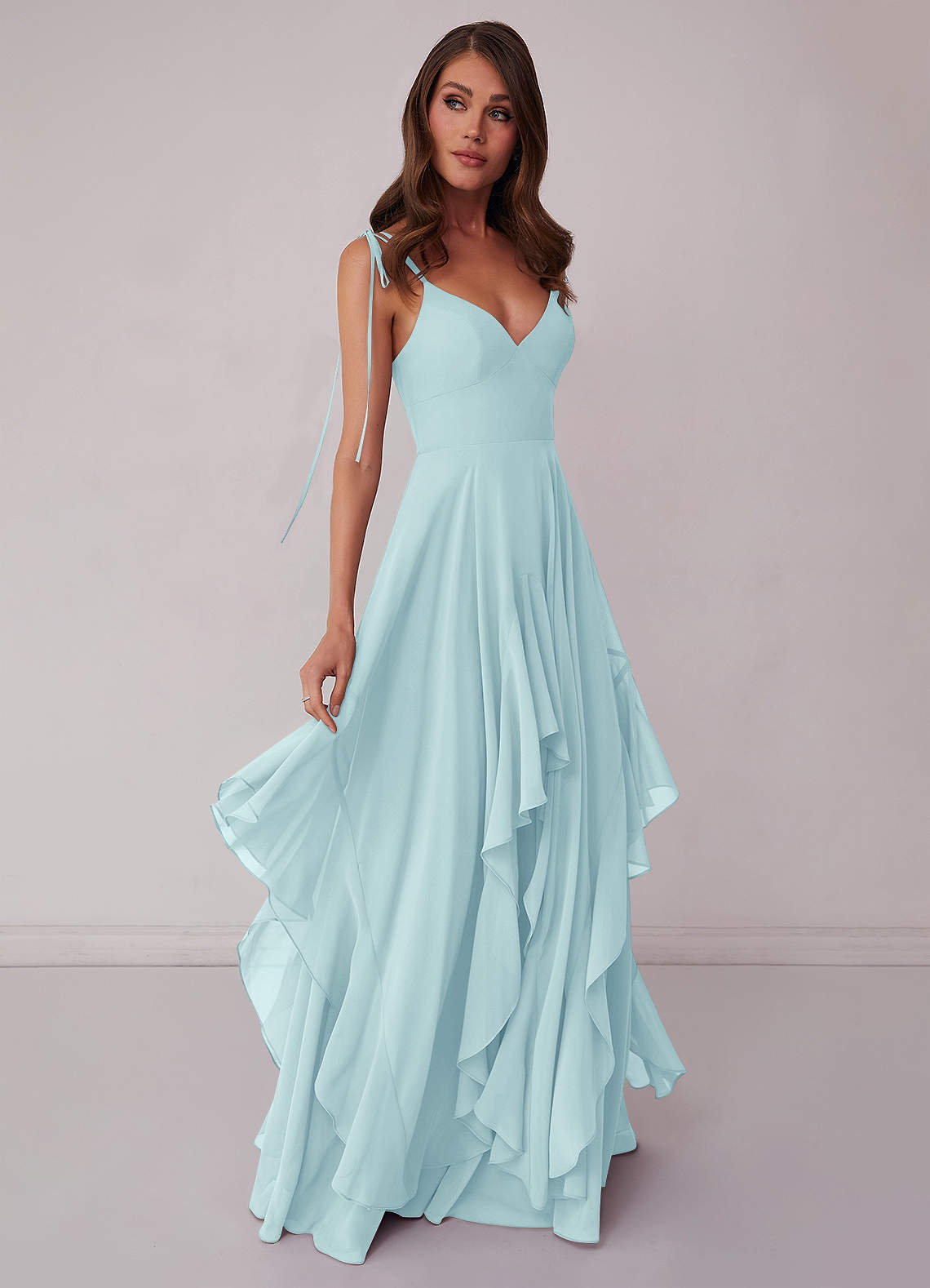 Agave A-Line Bow Chiffon Dress Moss Green 1