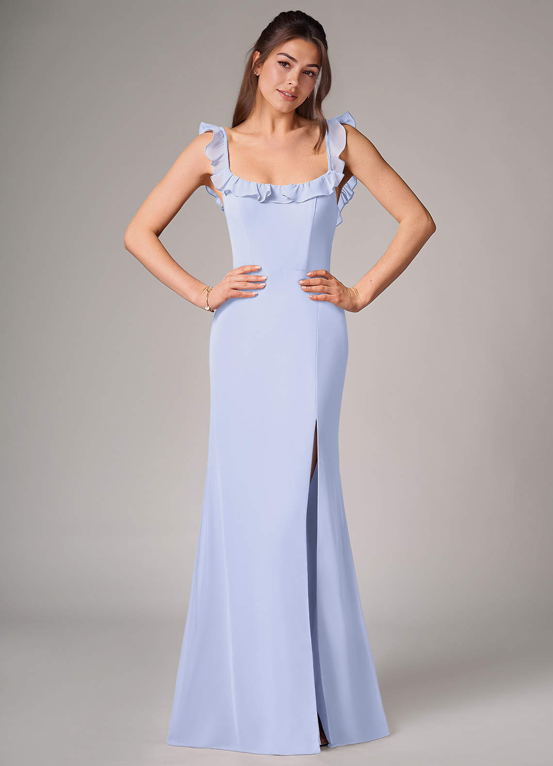 elyessen Callie Sky Blue Mermaid Side Slit Chiffon Convertible Dress 4