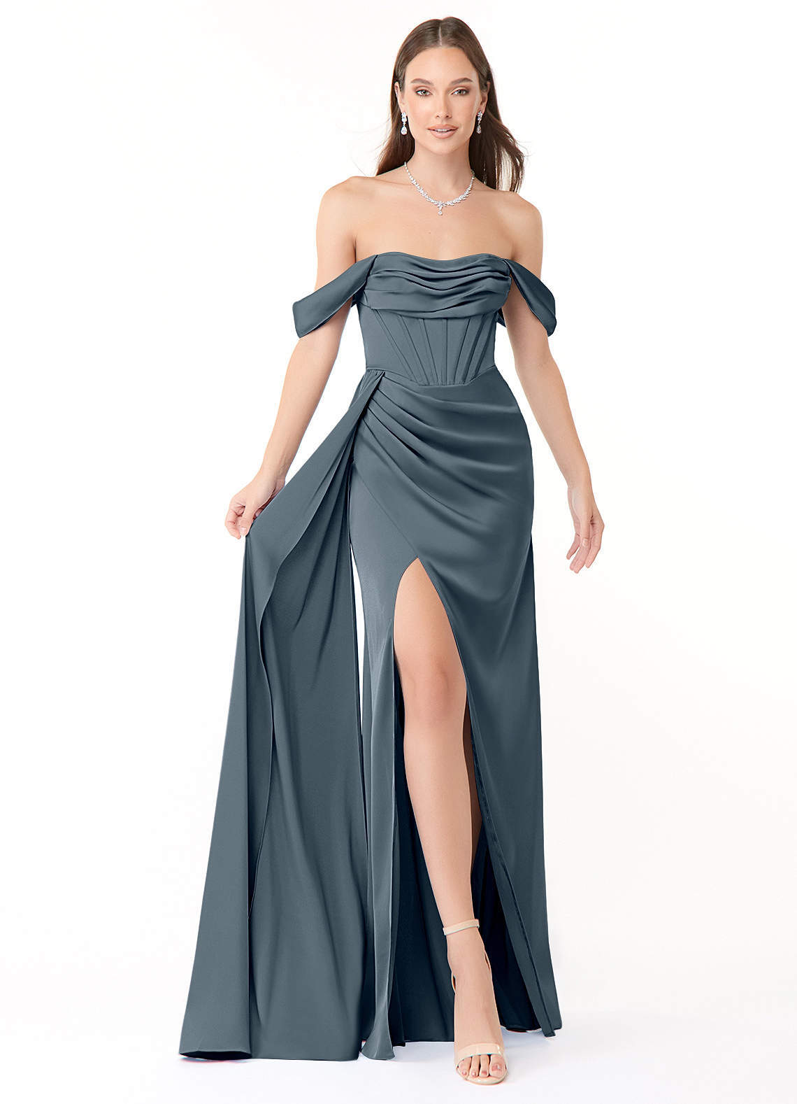 elyessen Amyra Black Mermaid Off the Shoulder Stretch Satin Convertible Dress 3