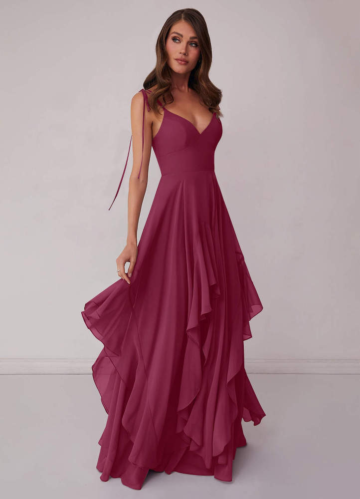 Agave A-Line Bow Chiffon Dress Moss Green 4
