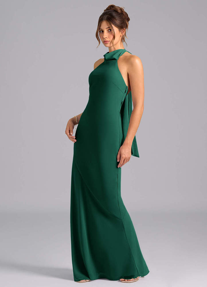 elyessen Velli Dusty Blue Mermaid High Neck Chiffon Dress 2