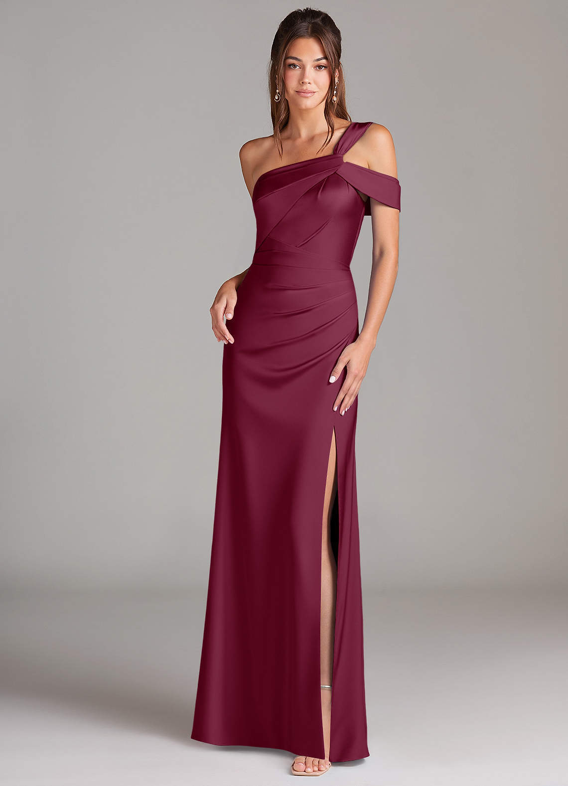 elyessen Wynter Black Sheath One Shoulder Stretch Satin Dress 5