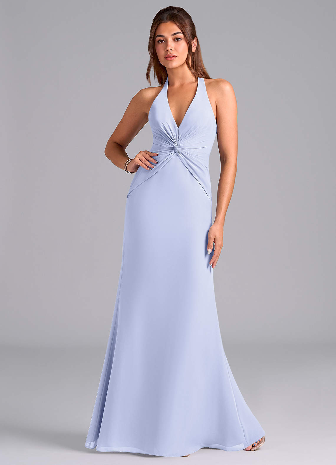 elyessen Valerie Sky Blue Mermaid Pleated Chiffon Dress 4