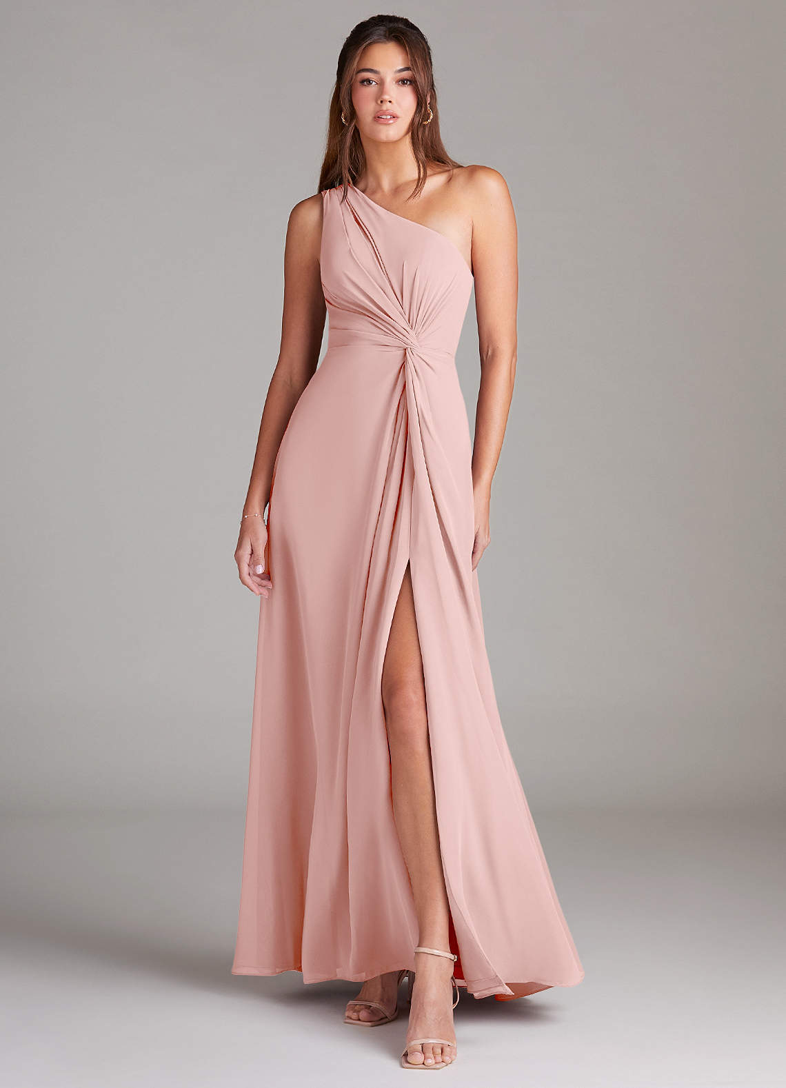 elyessen Brooke Sky Blue A-Line One Shoulder Chiffon Dress 4