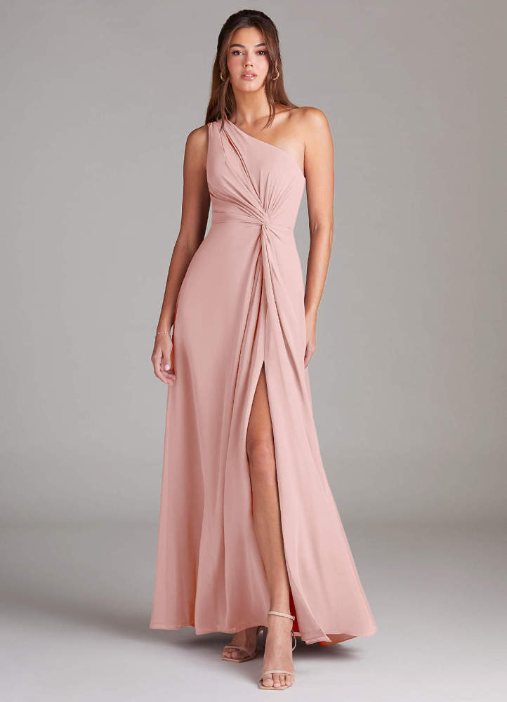 elyessen Brooke Sky Blue A-Line One Shoulder Chiffon Dress 4