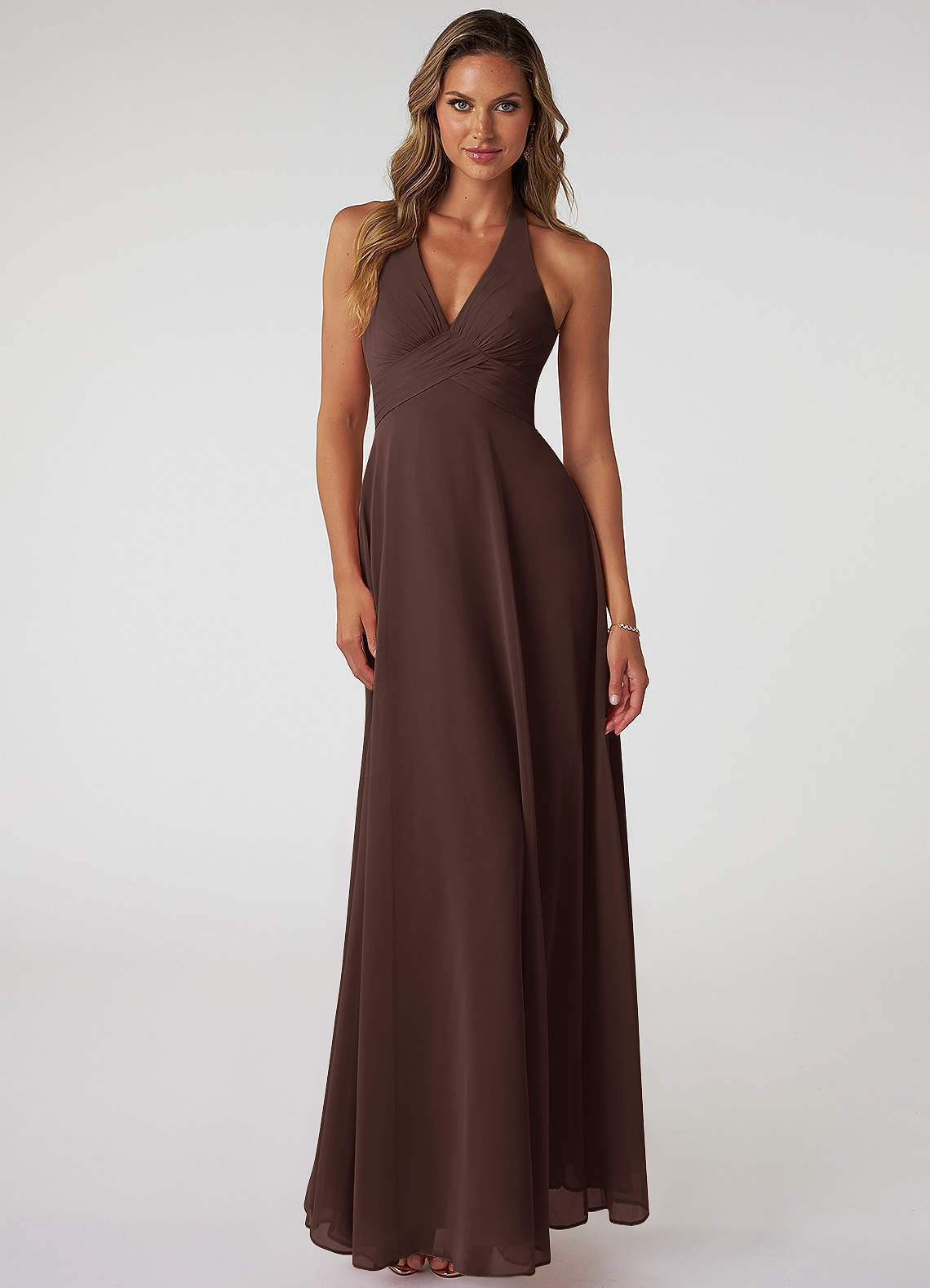 elyessen Tessie Sky Blue A-Line V-Neck Pleated Chiffon Dress 8