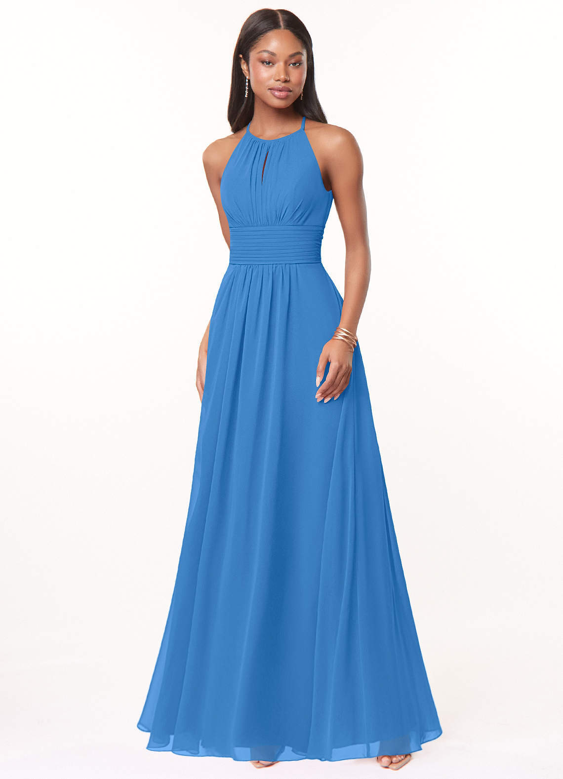 elyessen Bonnie Burgundy A-Line Keyhole Ruched Chiffon Dress 7