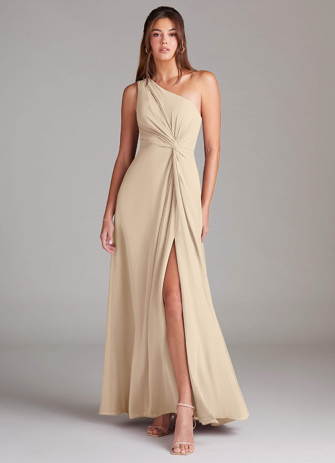 elyessen Brooke Sky Blue A-Line One Shoulder Chiffon Dress 7