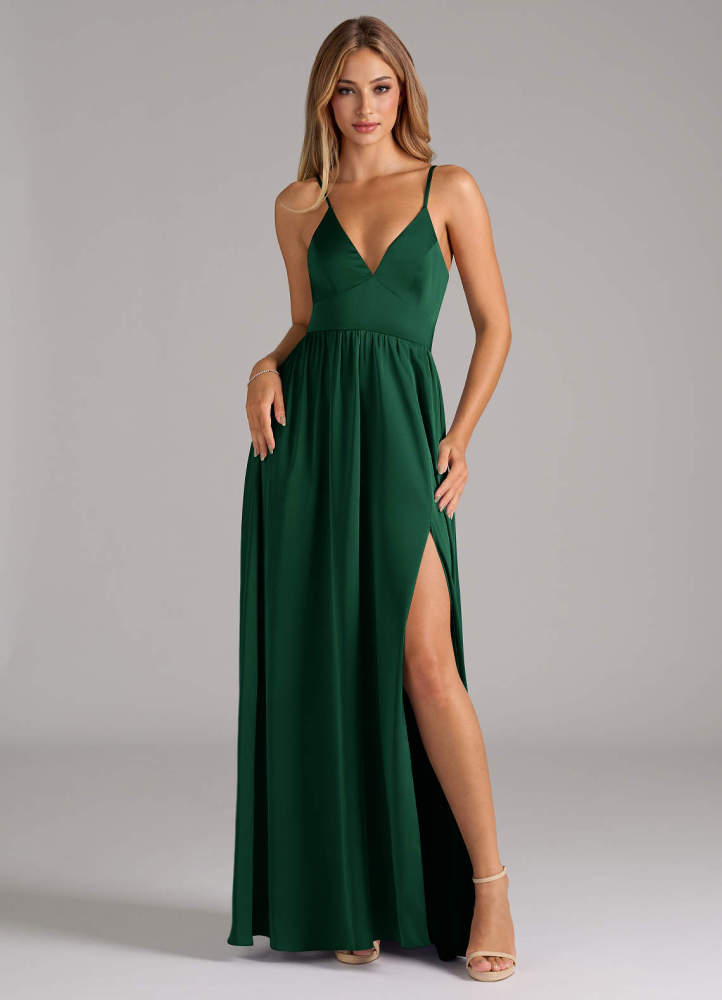 elyessen Aaida Dusty Sage A-Line Corset Stretch Satin Dress 2
