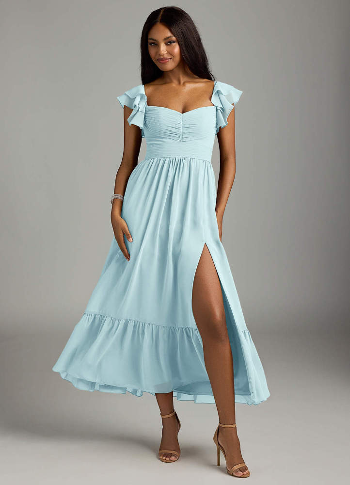 elyessen Anaya Blue Vintage Floral A-Line Sweetheart Neckline Chiffon Dress 2