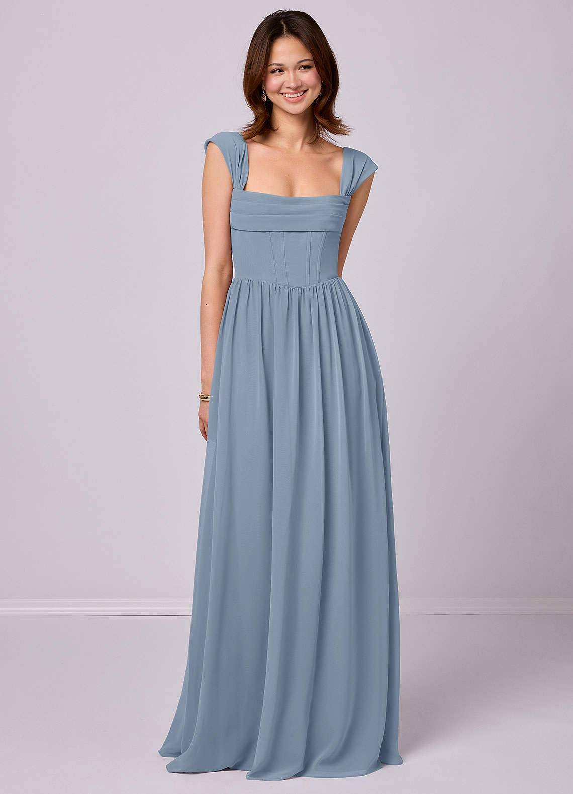 Sky Blue A-Line Corset Chiffon Dress Sky Blue 2