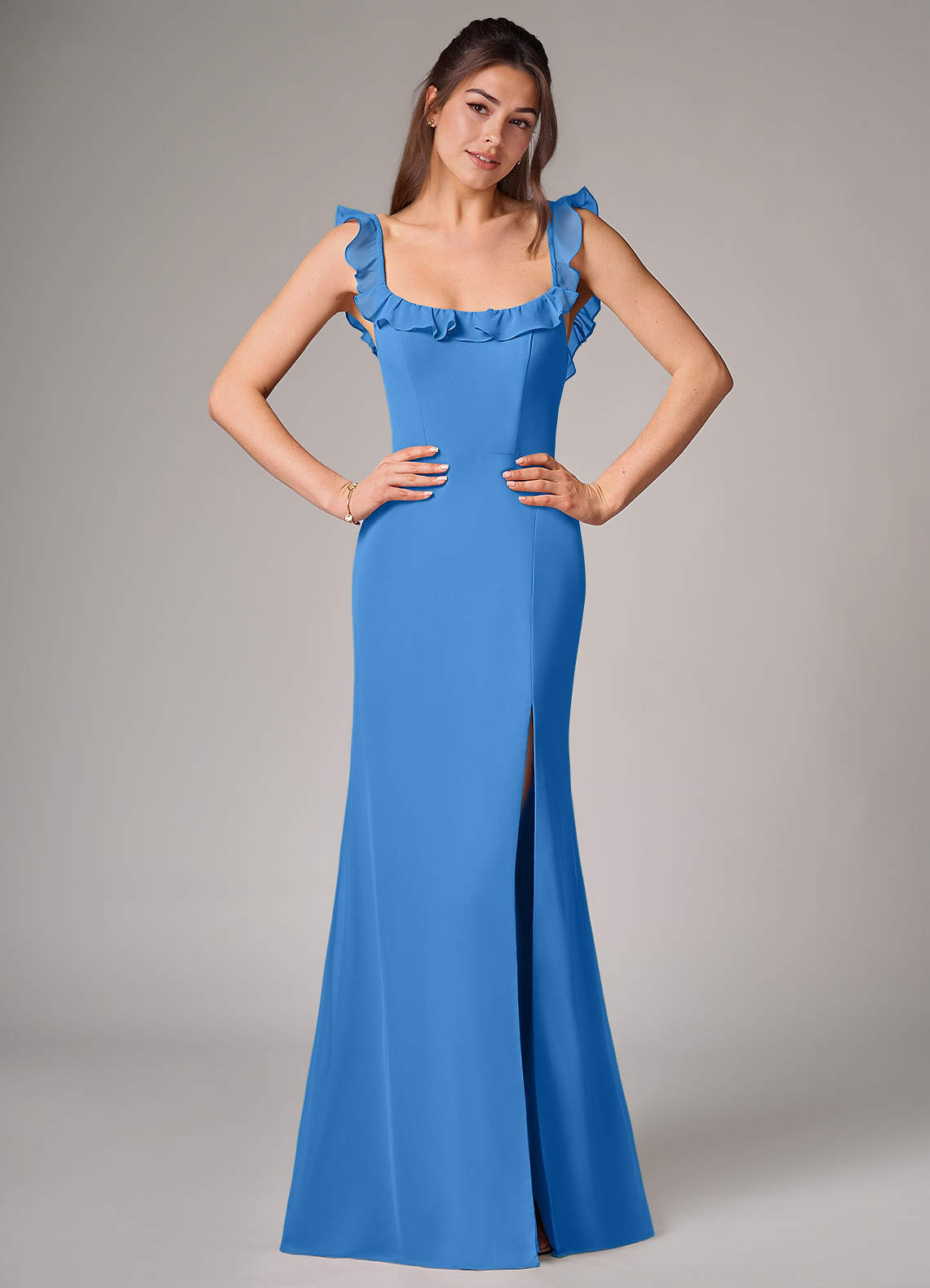 elyessen Callie Sky Blue Mermaid Side Slit Chiffon Convertible Dress 7