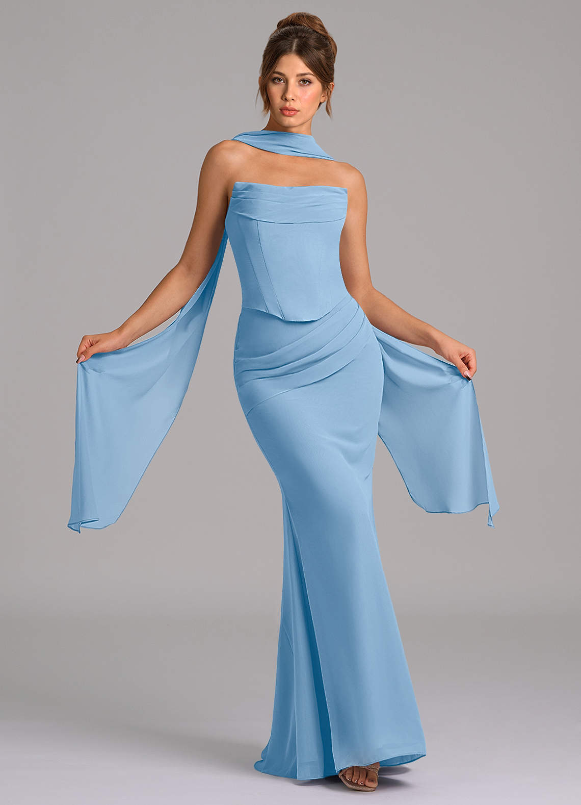 elyessen Sorrel Sky Blue Mermaid Corset Chiffon Dress 2