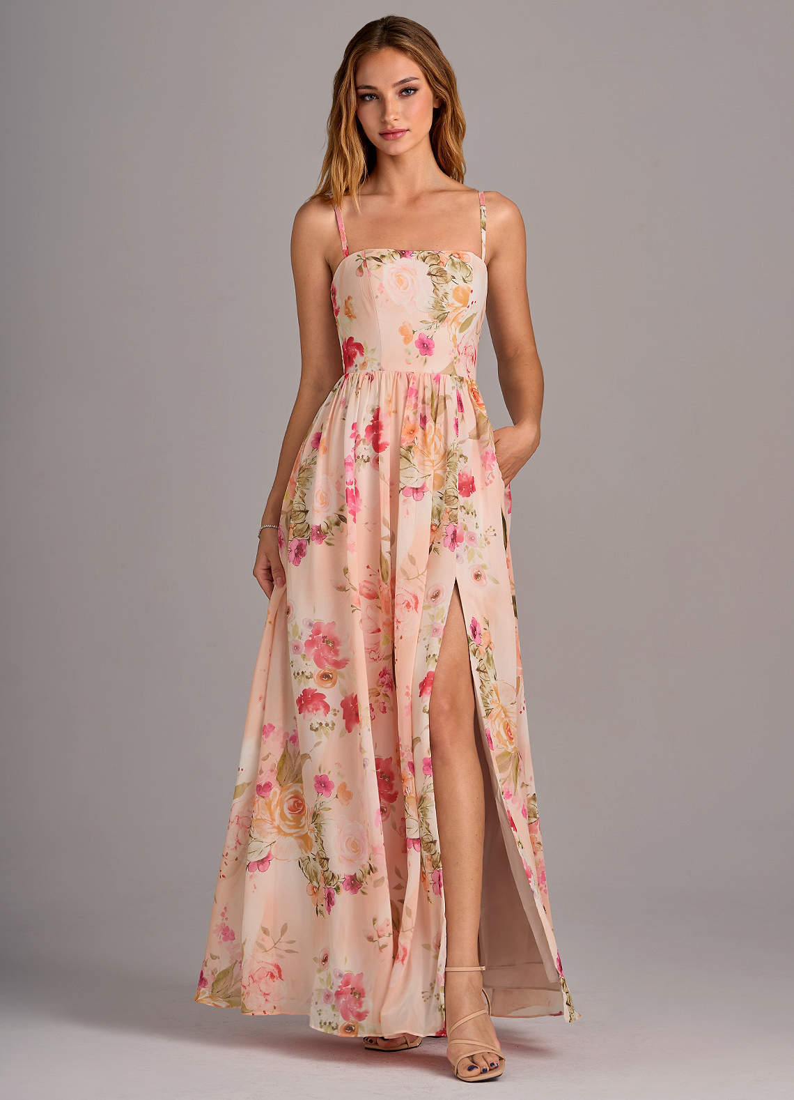 elyessen Calianna Dusty Blue A-Line Off the Shoulder Chiffon Convertible Dress 8