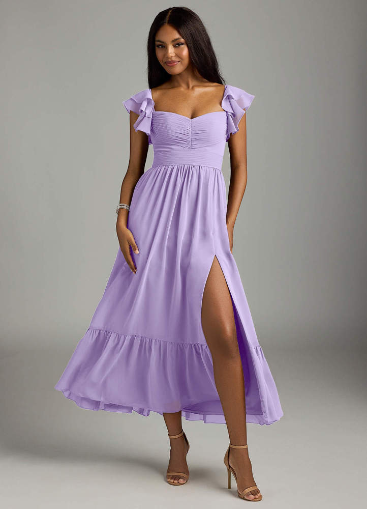 elyessen Anaya Blue Vintage Floral A-Line Sweetheart Neckline Chiffon Dress 5