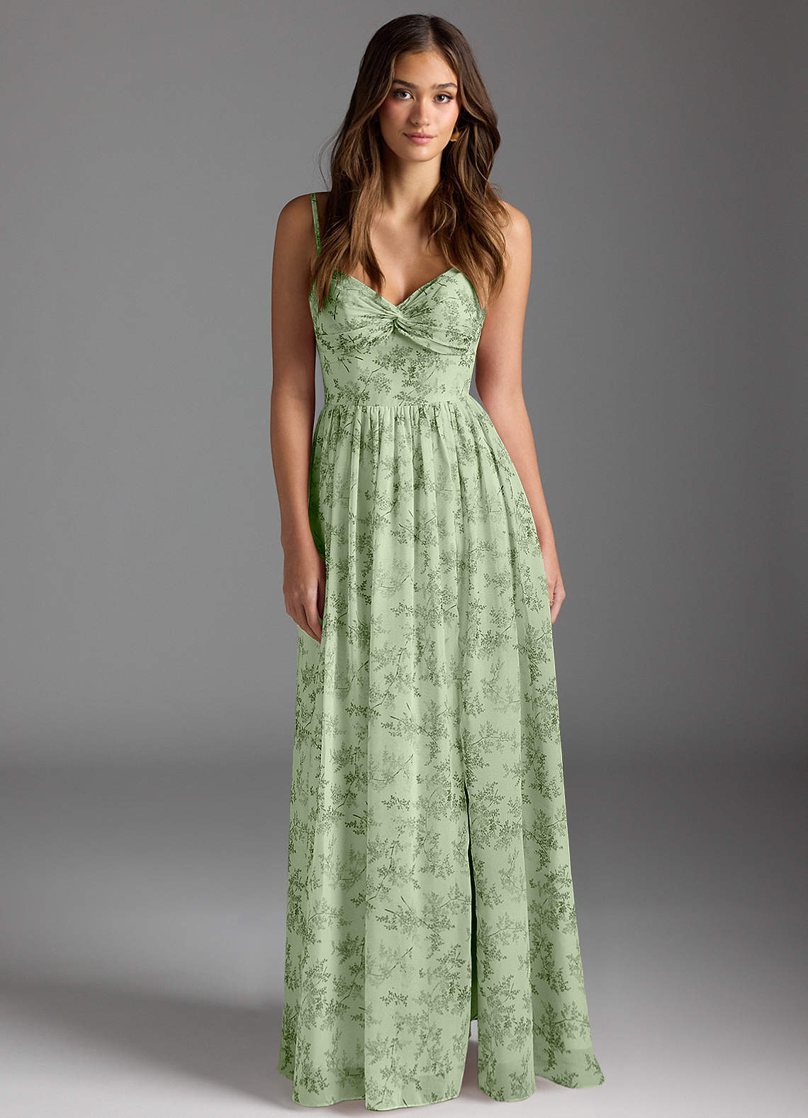 elyessen Zeya Dusty Blue A-Line V-Neck Pleated Chiffon Dress 9