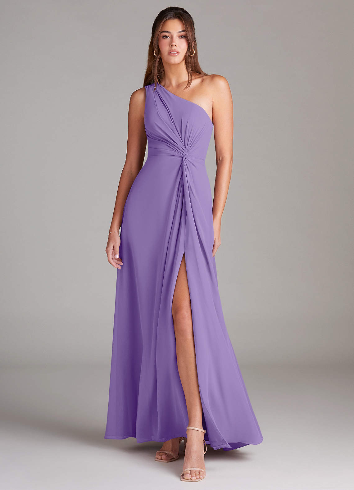 elyessen Brooke Sky Blue A-Line One Shoulder Chiffon Dress 5