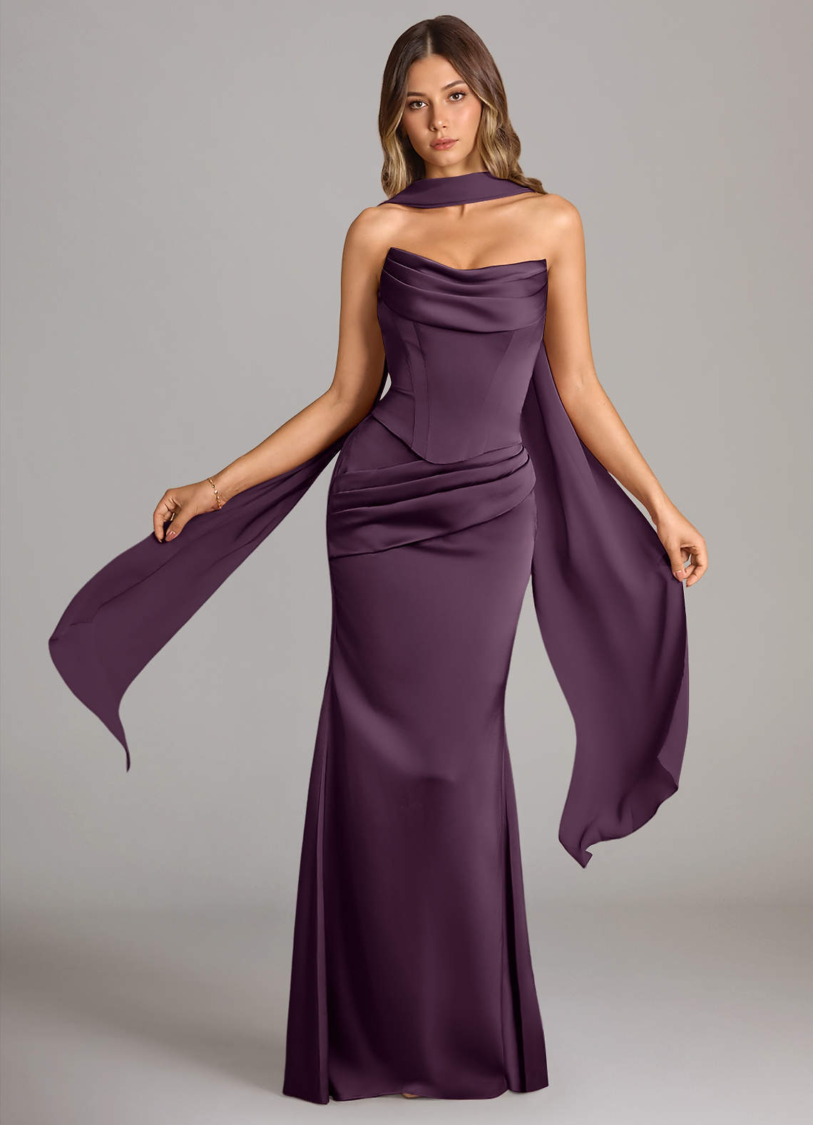 elyessen Sorrel Black Mermaid Strapless Stretch Satin Convertible Dress 5
