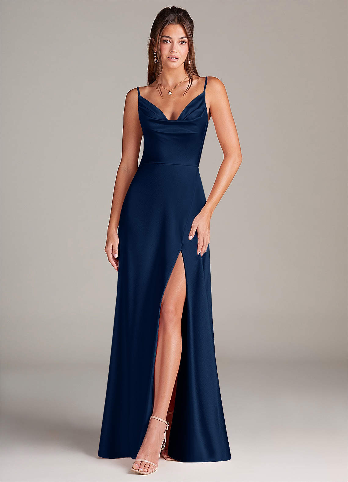 elyessen Sarella Black A-Line Pleated Stretch Satin Dress 3