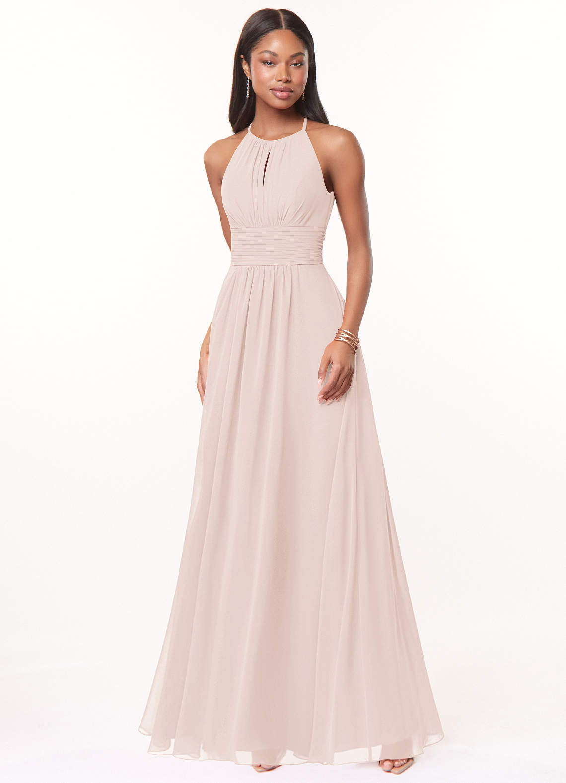 elyessen Bonnie Burgundy A-Line Keyhole Ruched Chiffon Dress 8