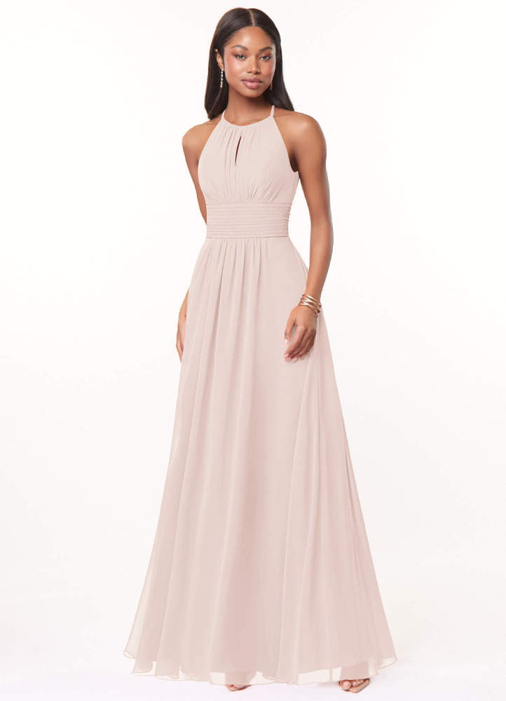 elyessen Bonnie Burgundy A-Line Keyhole Ruched Chiffon Dress 8