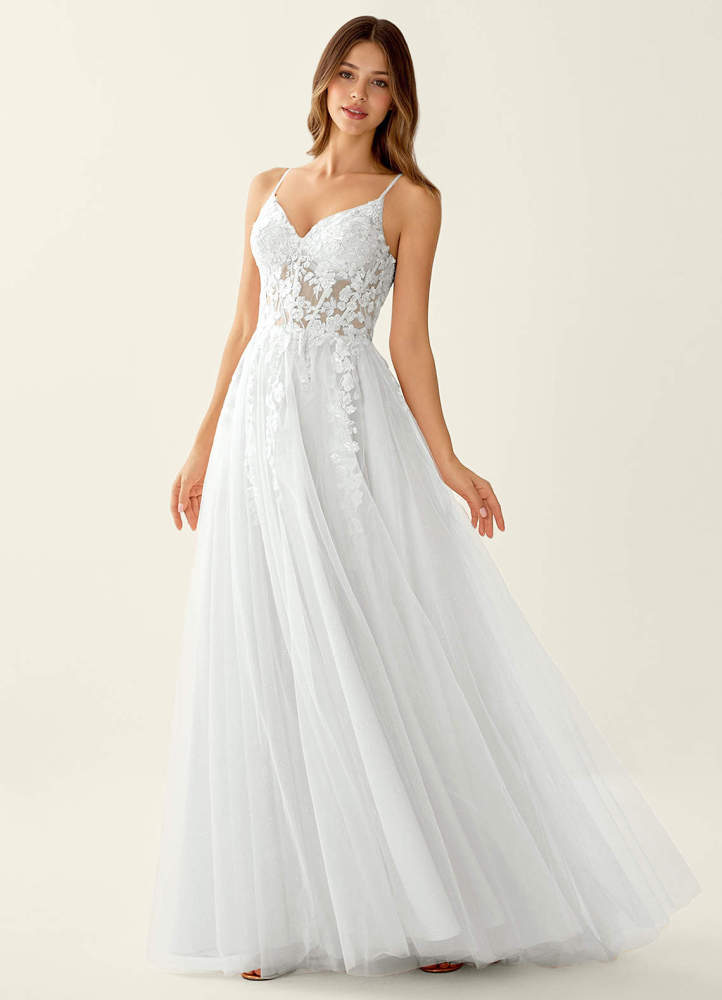 Mayami Pink Lace Sequin Embroidery Tulle Prom Dress