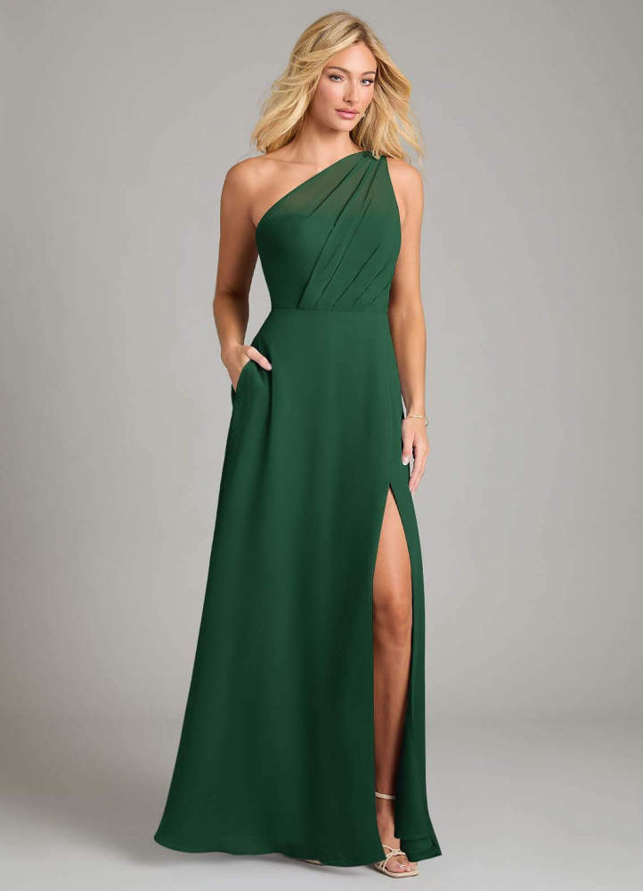 elyessen Phaedra Black A-Line One Shoulder Chiffon Dress 2