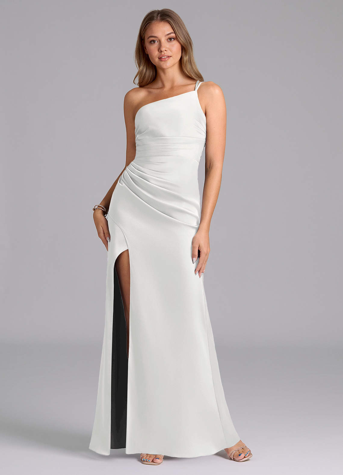 elyessen Eren Black Mermaid One Shoulder Stretch Satin Dress 7