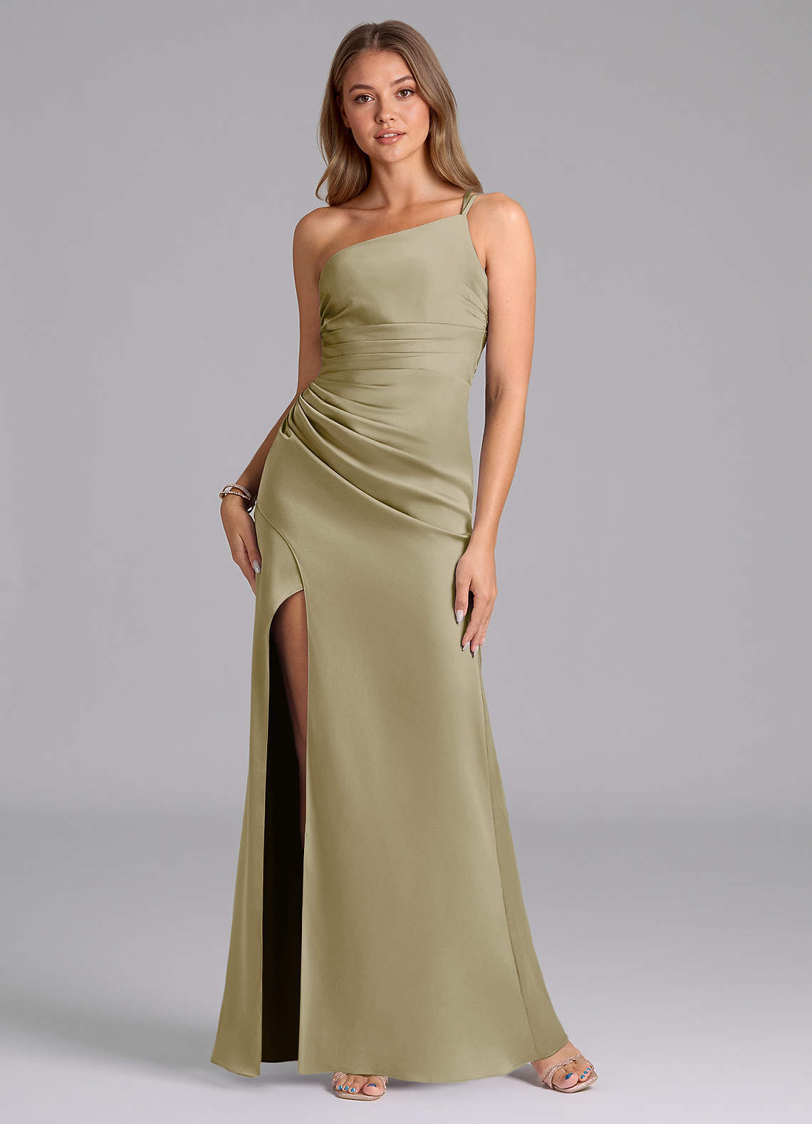 elyessen Eren Black Mermaid One Shoulder Stretch Satin Dress 1
