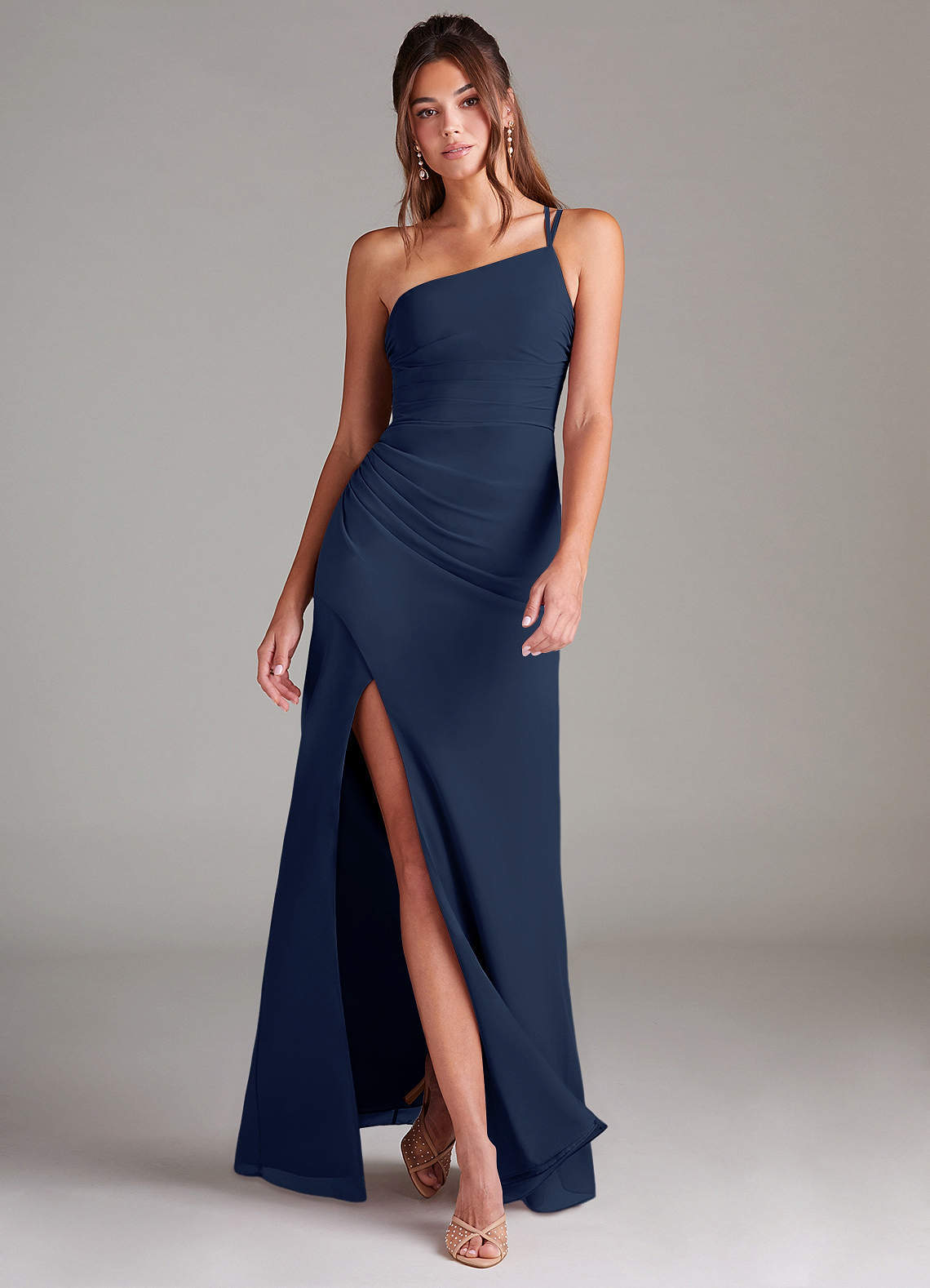 elyessen Eren Sky Blue Sheath One Shoulder Chiffon Dress 3