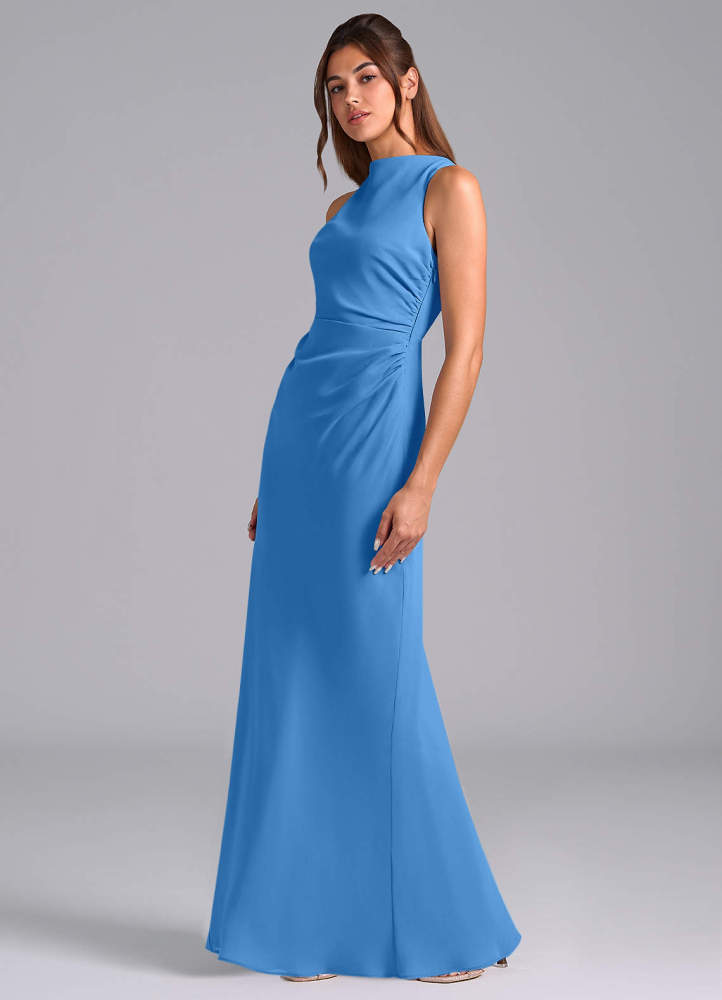 elyessen Evadne Sky Blue Sheath Pleated Chiffon Dress 8