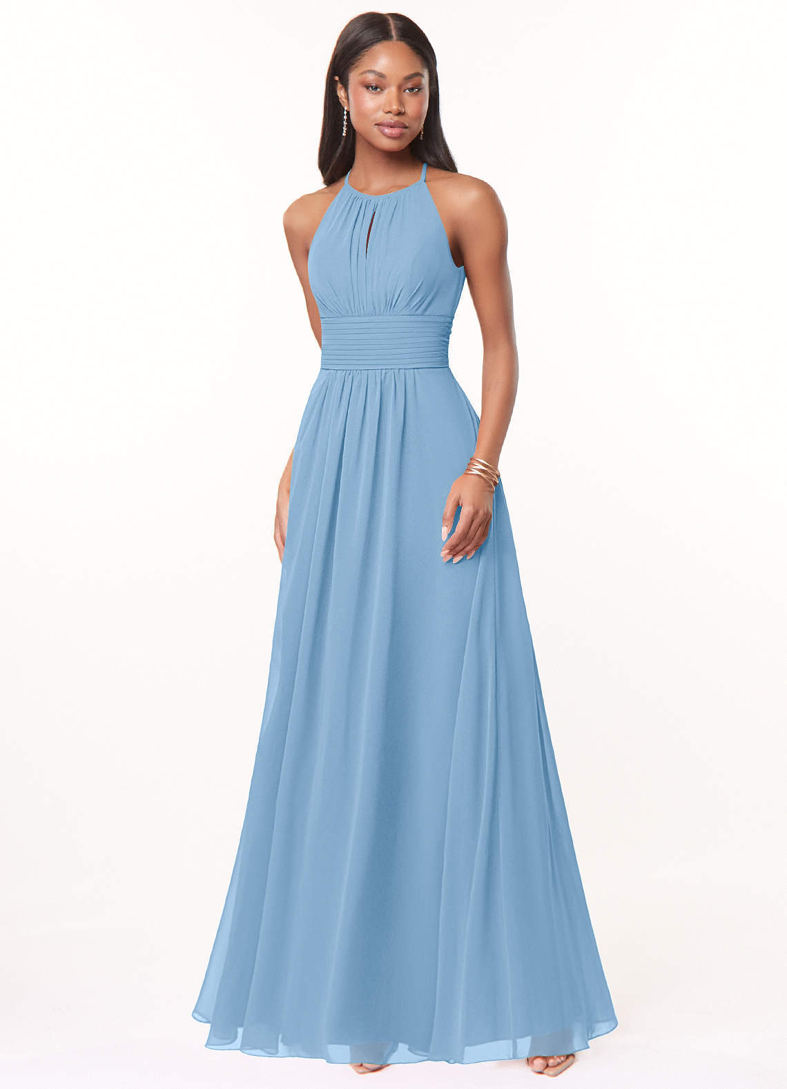 elyessen Bonnie Burgundy A-Line Keyhole Ruched Chiffon Dress 2
