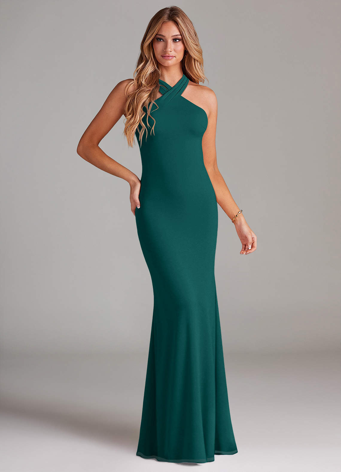 elyessen Doretta Sky Blue Mermaid Pleated Chiffon Dress 2