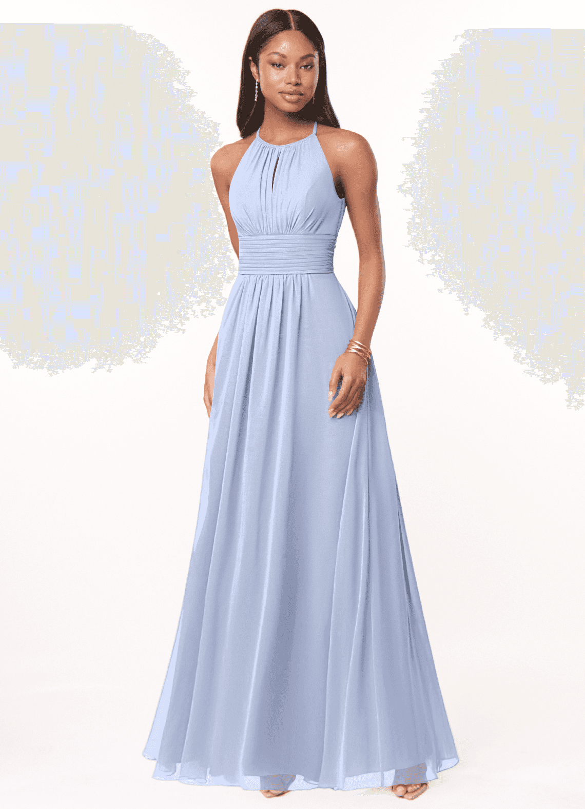 elyessen Bonnie Burgundy A-Line Keyhole Ruched Chiffon Dress 2