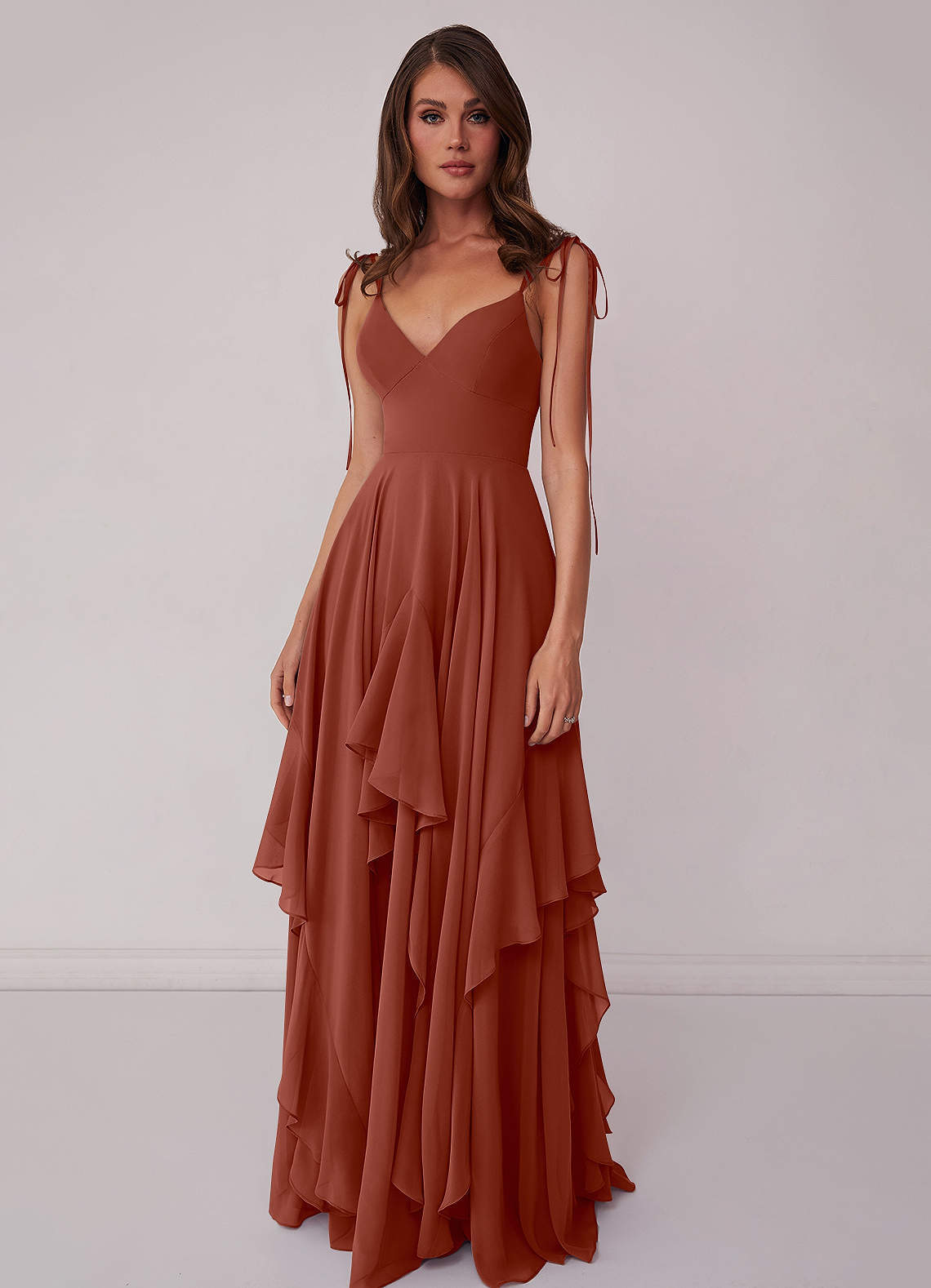Agave A-Line Bow Chiffon Dress Moss Green 5