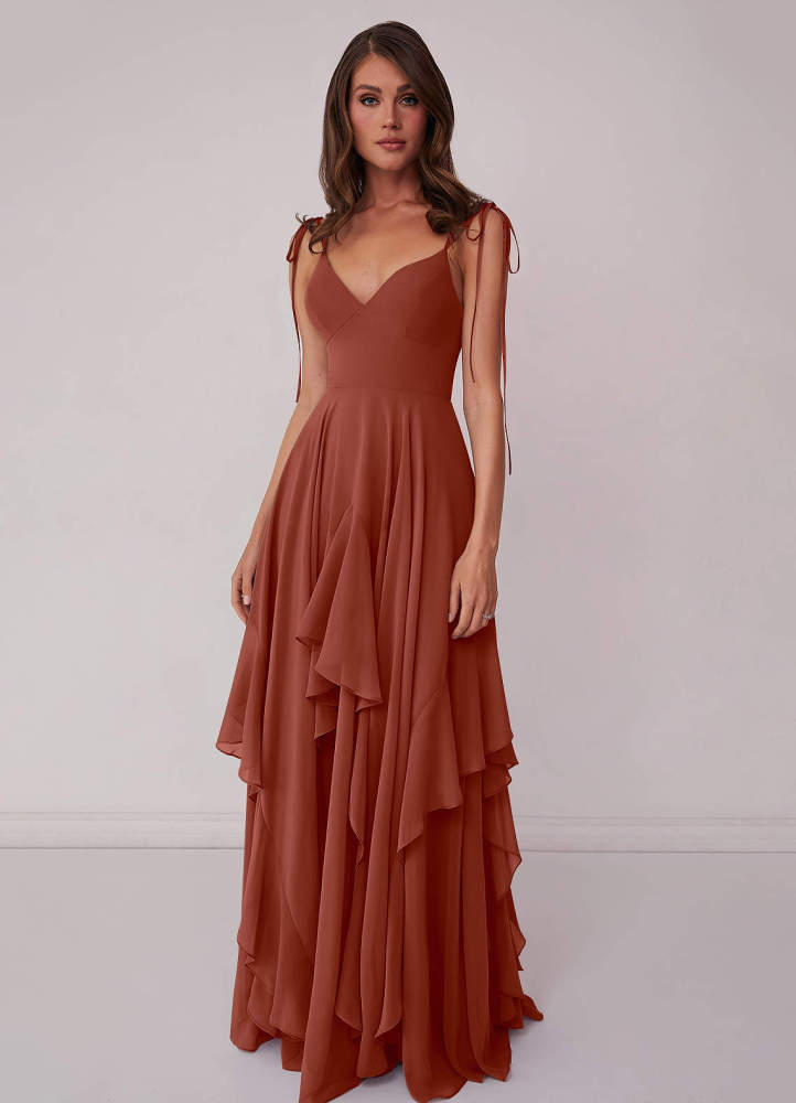 Agave A-Line Bow Chiffon Dress Moss Green 5