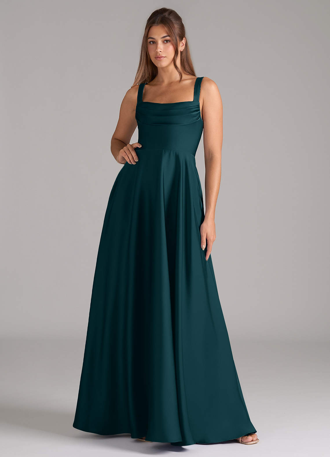 elyessen Shaude Black A-Line Pleated Stretch Satin Dress 2